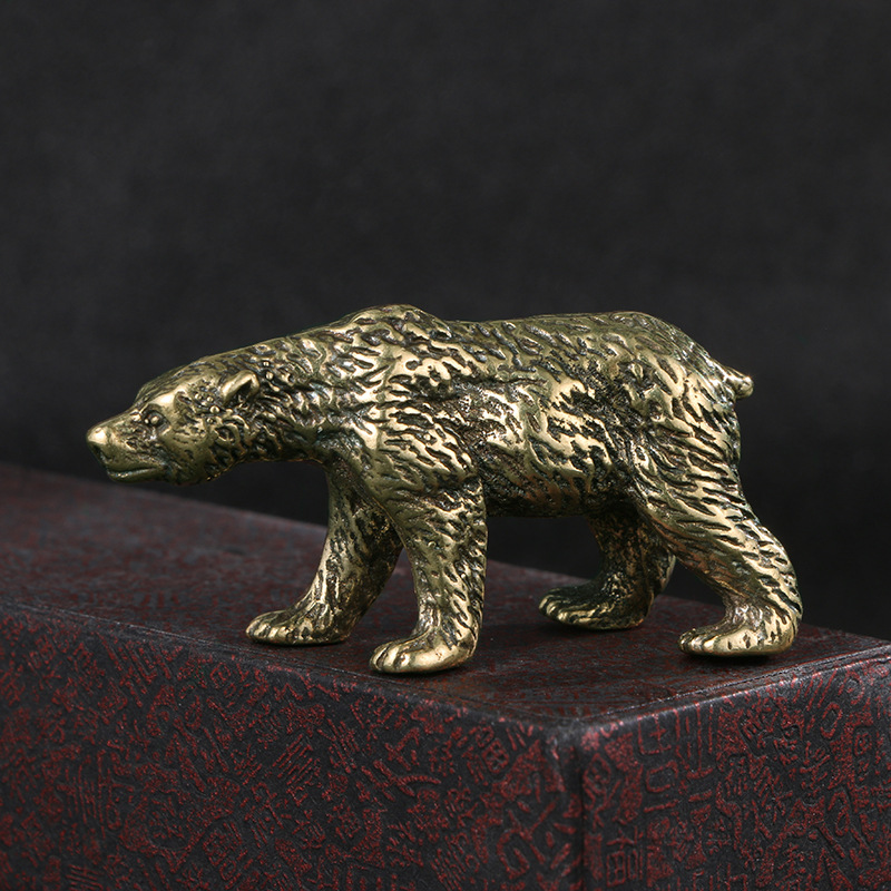 Vintage Collectible Bears - 1PC Vintage Solid Brass Bear Sculpture