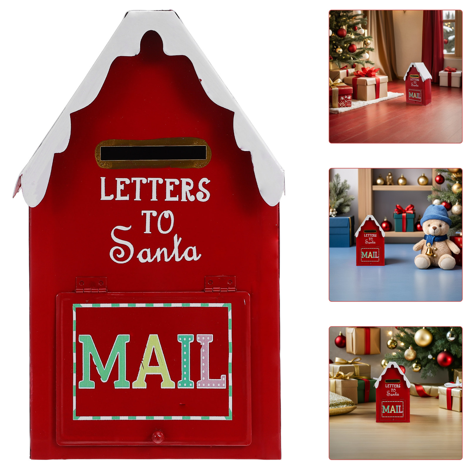 Vintage Collectible Santa - Red Christmas Mailbox Metal Santa Letter