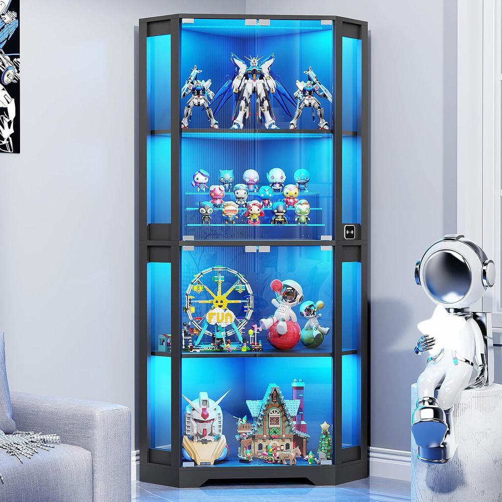Collectible & Vintage Dolls For Wedding - 65 Illuminated Glass Display Cabinet, 4-Tier