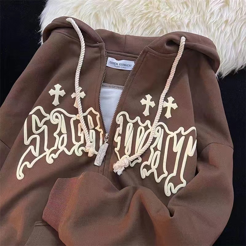 Vintage Zip Hoodie - Women Vintage Zip Up Hoodies Harajuku
