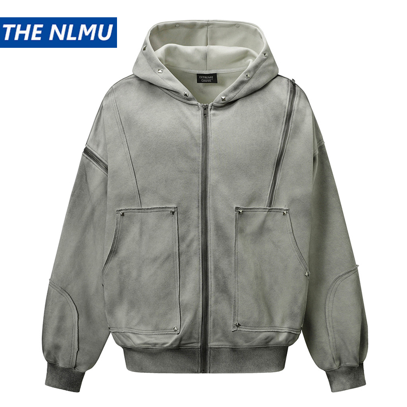 Vintage Zip Hoodie - Men Vintage Hooded Jacket 2025 Retro