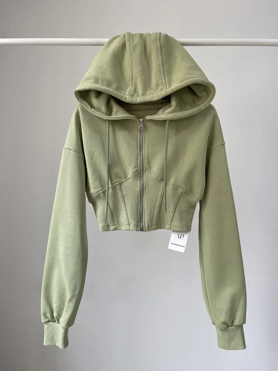 Vintage Zip Hoodie - Crop Tops Fashion Hoodies for Women