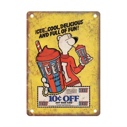 Vintage Collectible Bears - Vintage ICEE Tin Sign Man Cave