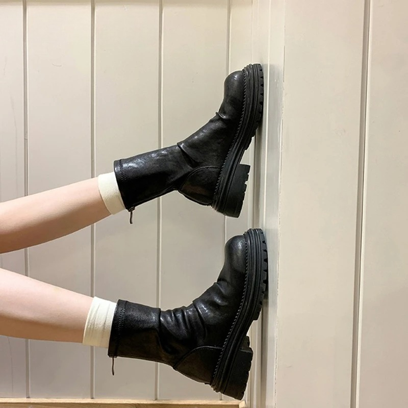 Vintage PLeated Women Ankle Bo - Vintage Zipper 评论和价格