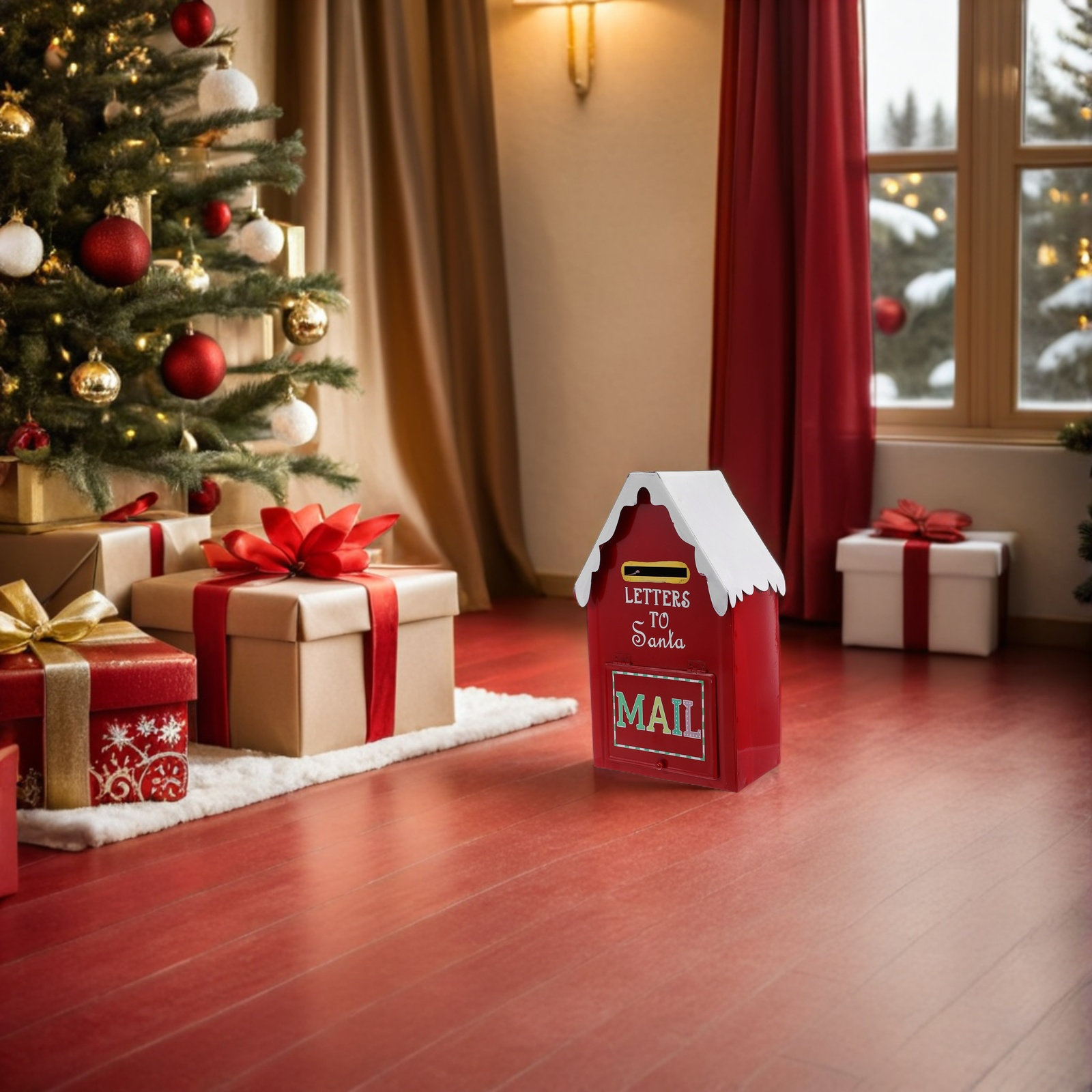 Red Christmas Mailbox Metal Sa - Vintage Collectible Santa 评论和价格