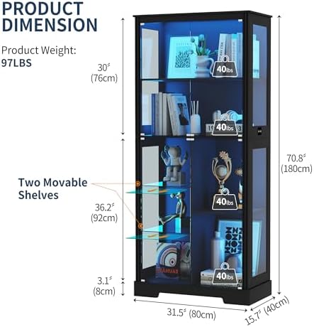 71'' Display Cabinet with 5-Ti - Collectible & Vintage Dolls For Wedding 评论和价格