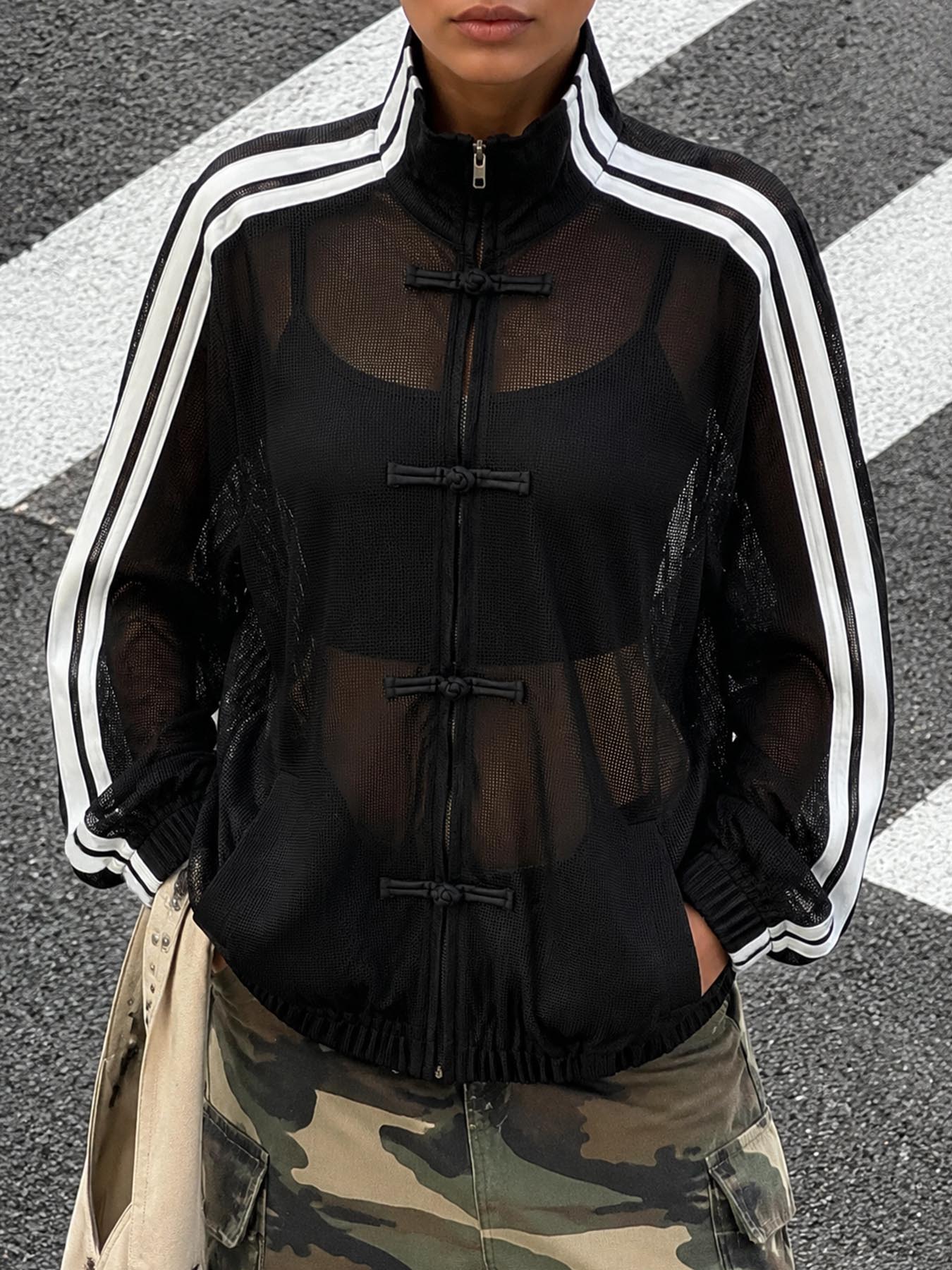 Vintage Sport Mesh Stand Colla - Vintage Zip Hoodie 评论和价格