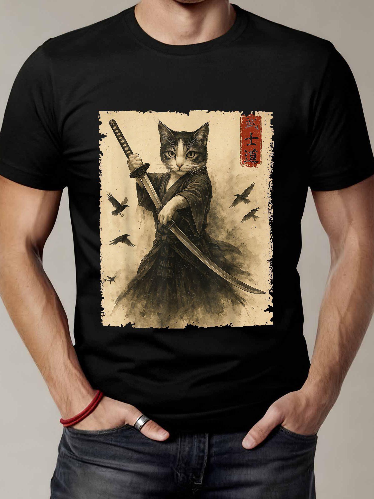 Vintage Samurai Cat T-Shirt Fe - Collectible Vintage T Shirts 评论和价格