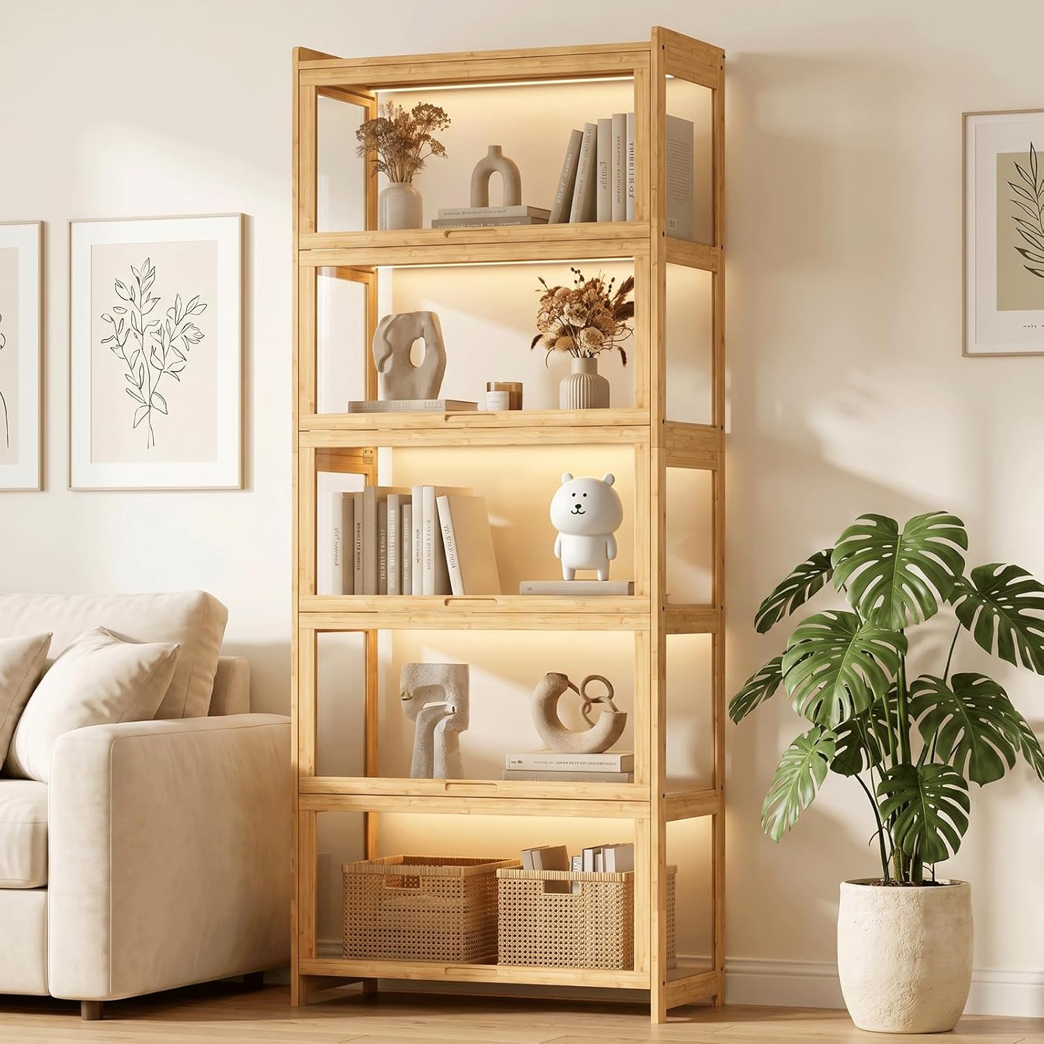 Display Cabinet with Acrylic D - Collectible & Vintage Dolls For Wedding 评论和价格