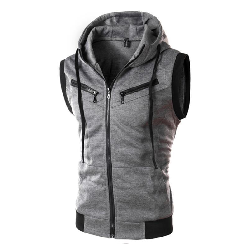 New Men's Hooded Sleeveless Ve - Vintage Zip Hoodie 评论和价格
