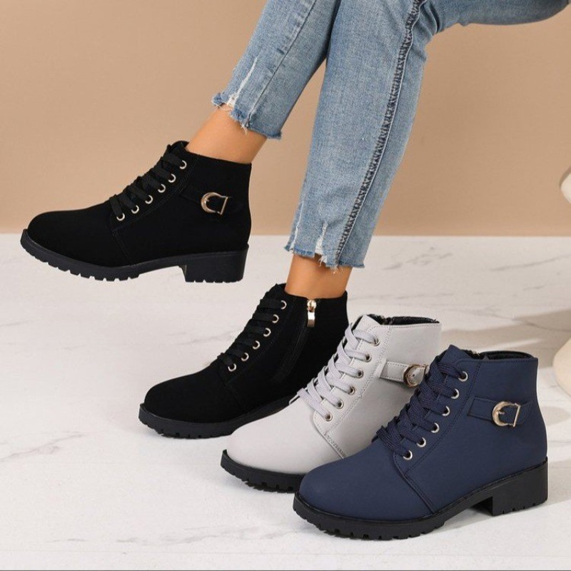 Women Round Toe Lace Up D Meta - Vintage Zipper 评论和价格
