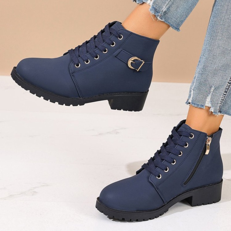 Women Round Toe Lace Up D Meta - Vintage Zipper 评论和价格