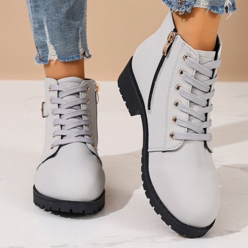 Women Round Toe Lace Up D Meta - Vintage Zipper 评论和价格