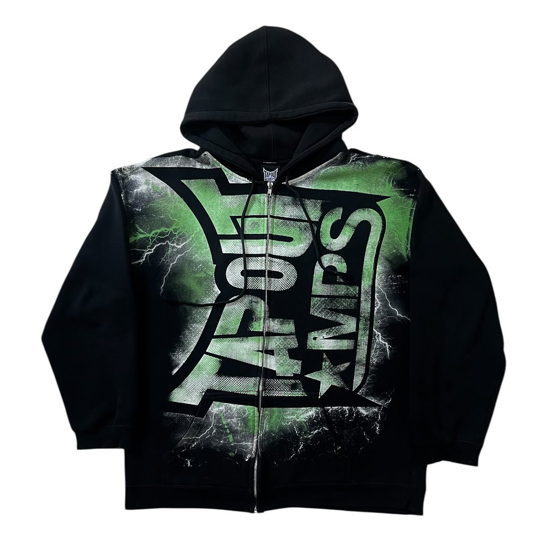 Vintage Green Tapout Print Zip - Vintage Zip Hoodie 评论和价格