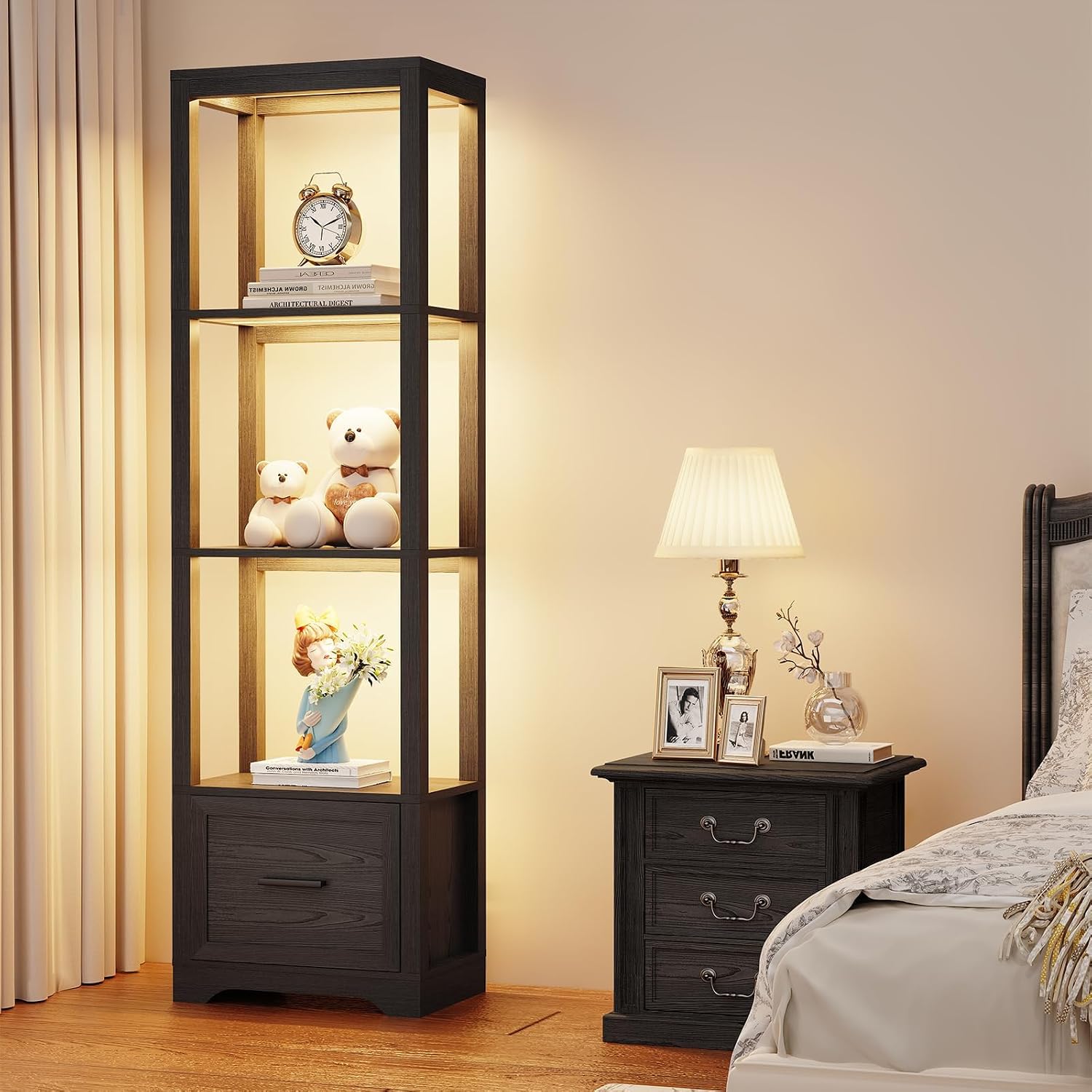 3-Color LED Display Shelf with - Collectible & Vintage Dolls For Wedding 评论和价格